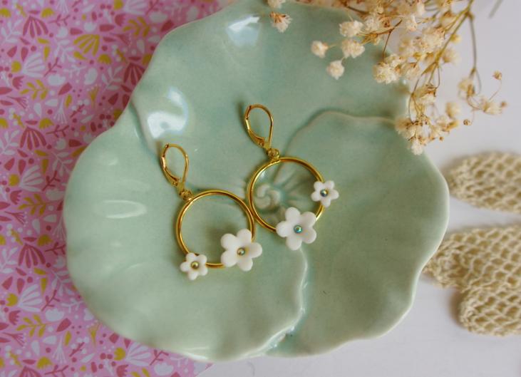 Porcelain flower earrings